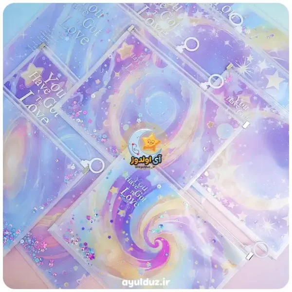 A4 Size Glitter Zip Bag You Have Got The Love Document Folder