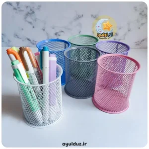 قیمت خرید و فروش جاقلمی فلزی توری پاستلی استوانه ای