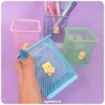 قیمت خرید و فروش جاقلمی فلزی توری پاستلی پیکسل دار