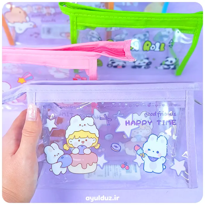 قیمت خرید و فروش جامدادی طلقی شفاف دور چرمی فانتزی